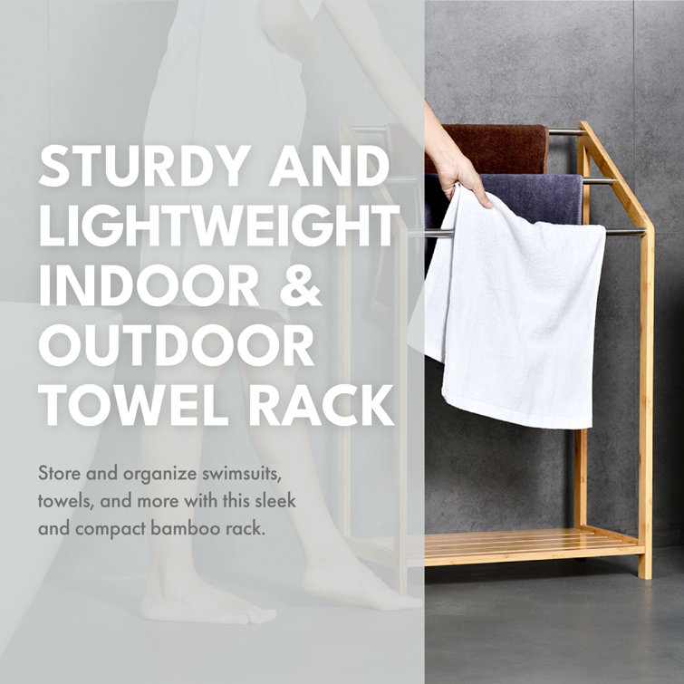 Bamboo 3-Tier Freestanding Towel Rack with Shelf