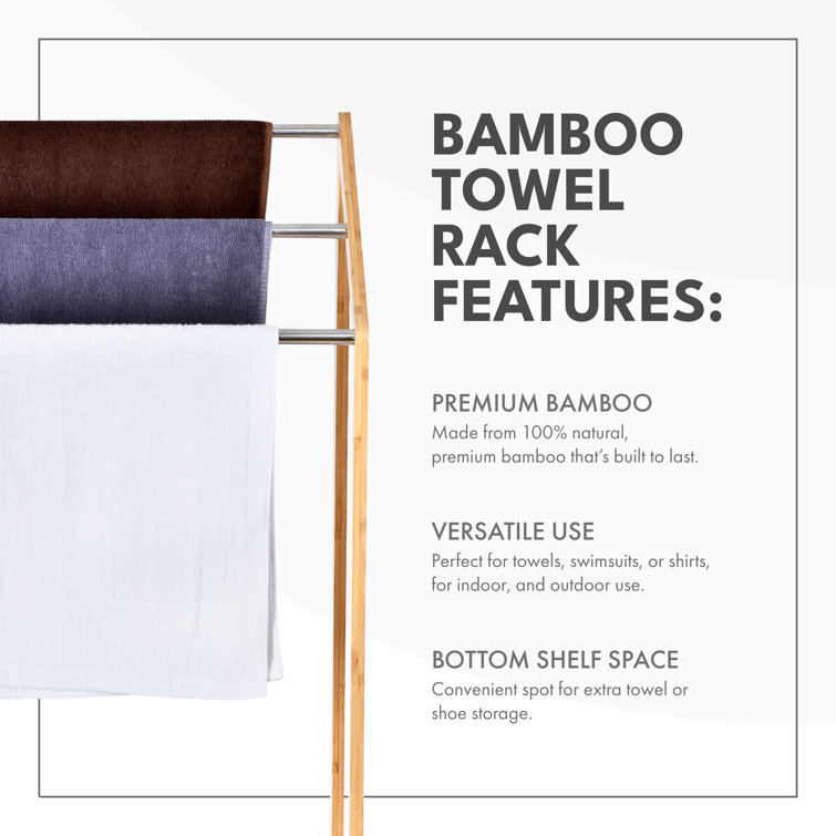 Bamboo 3-Tier Freestanding Towel Rack with Shelf