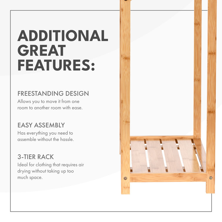 Bamboo 3-Tier Freestanding Towel Rack with Shelf