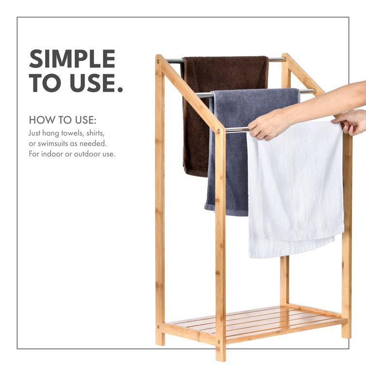 Bamboo 3-Tier Freestanding Towel Rack with Shelf