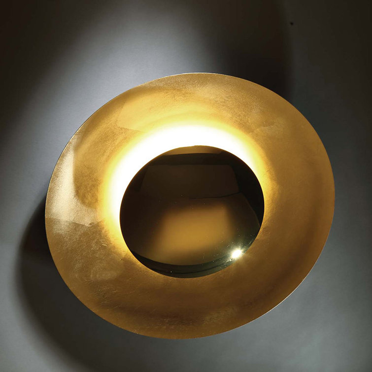 Energizing Gold Leaf LED Wall Sconce with White Diffuser Glass