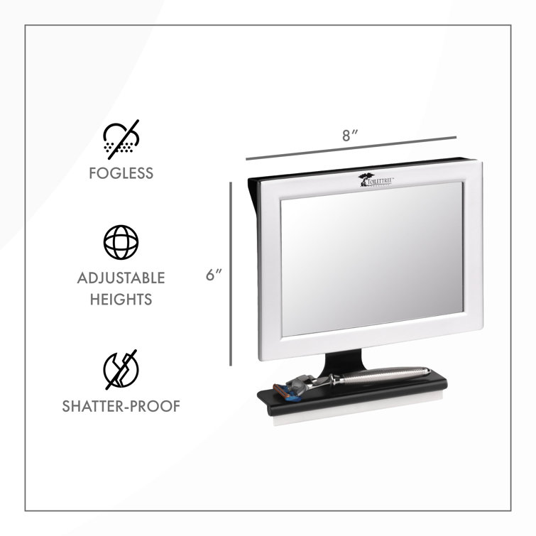 Detachable Rectangle Fogless Shower Mirror with Adjustable Silver Bracket