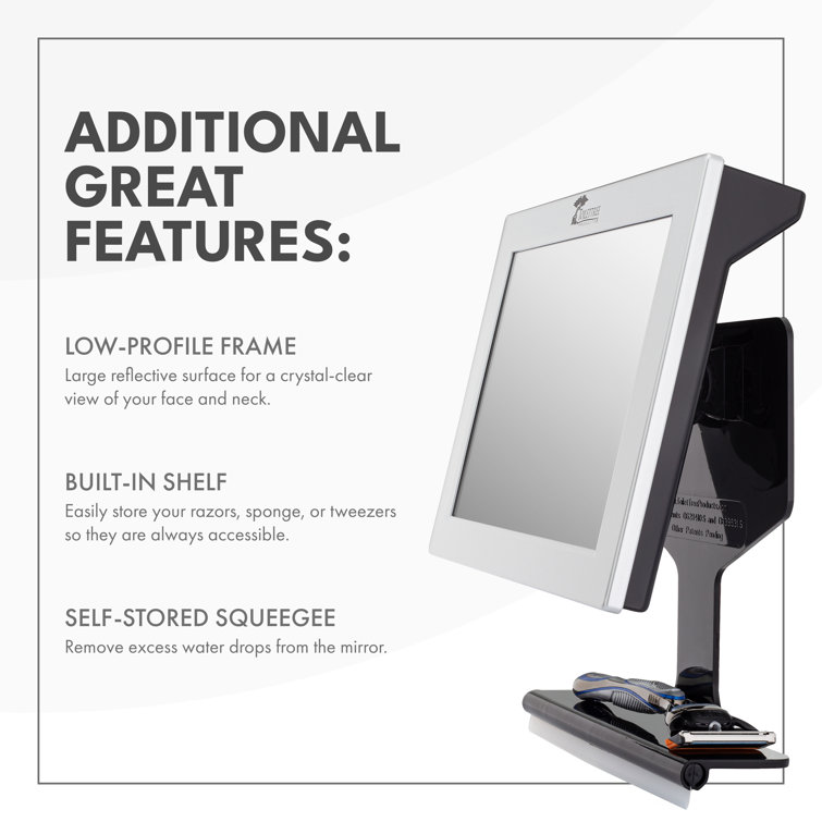 Detachable Rectangle Fogless Shower Mirror with Adjustable Silver Bracket