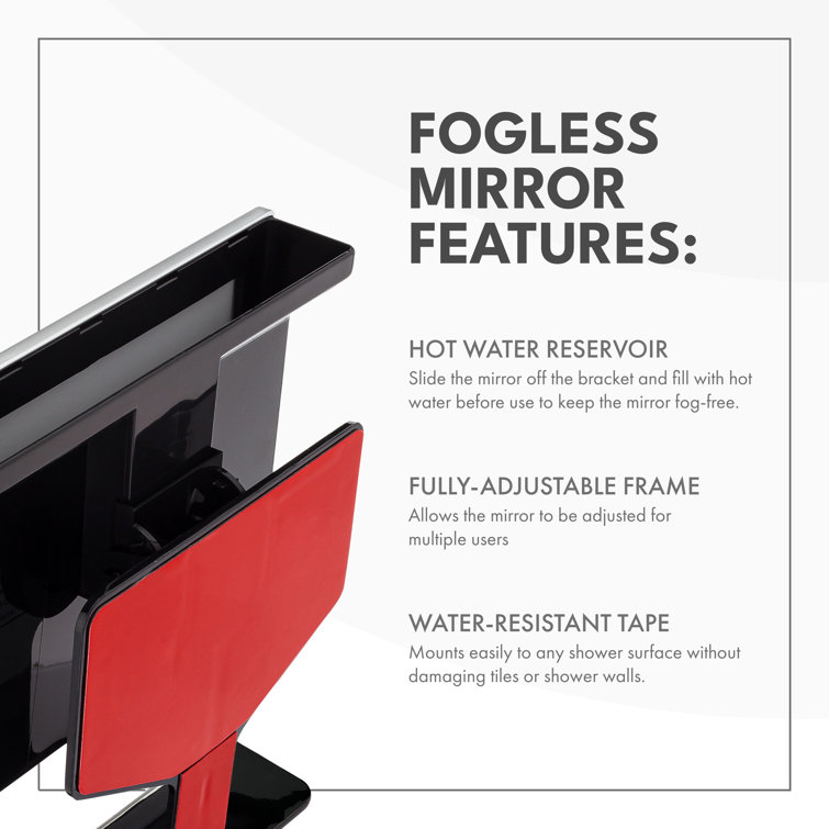 Detachable Rectangle Fogless Shower Mirror with Adjustable Silver Bracket