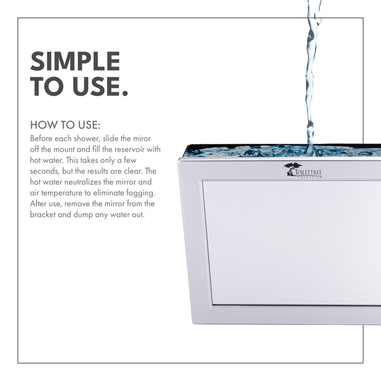 Detachable Rectangle Fogless Shower Mirror with Adjustable Silver Bracket