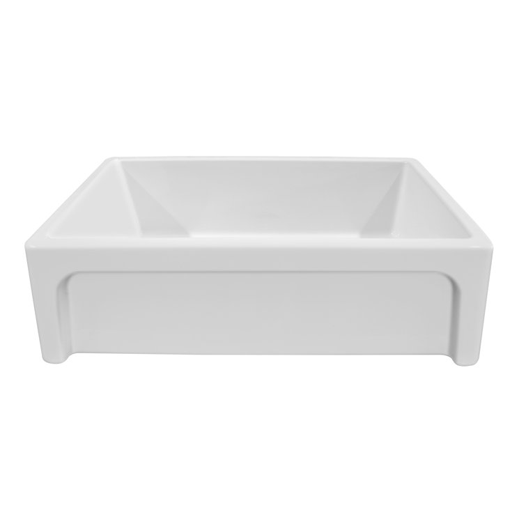 White and Platinum Ornamental Fireclay Farmhouse Kitchen Sink