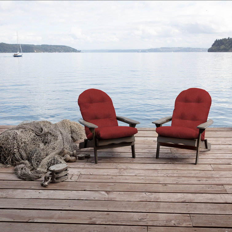 Nautical Red Plush Tufted Adirondack Chair Cushion Set