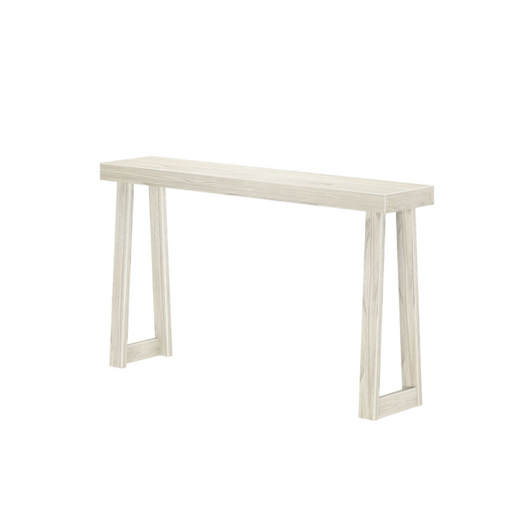 White Sand Wirebrush 56'' Solid Pine Wood Console Table