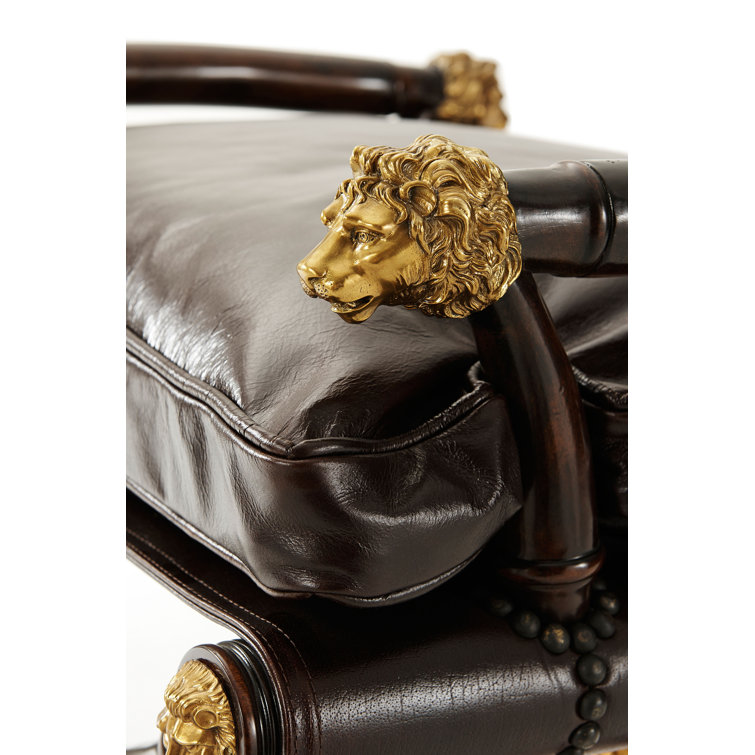 Mahogany and Brass Mounted Brown Accent Stool