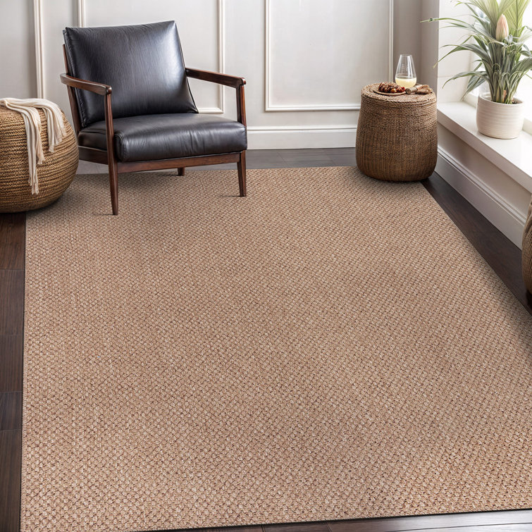 Natural Beige and Brown Synthetic 5' x 7' Washable Area Rug