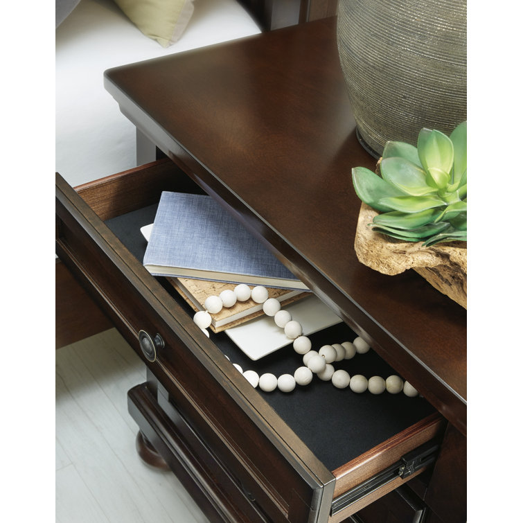 Transitional Rustic Brown Nightstand with Antiqued Hardware