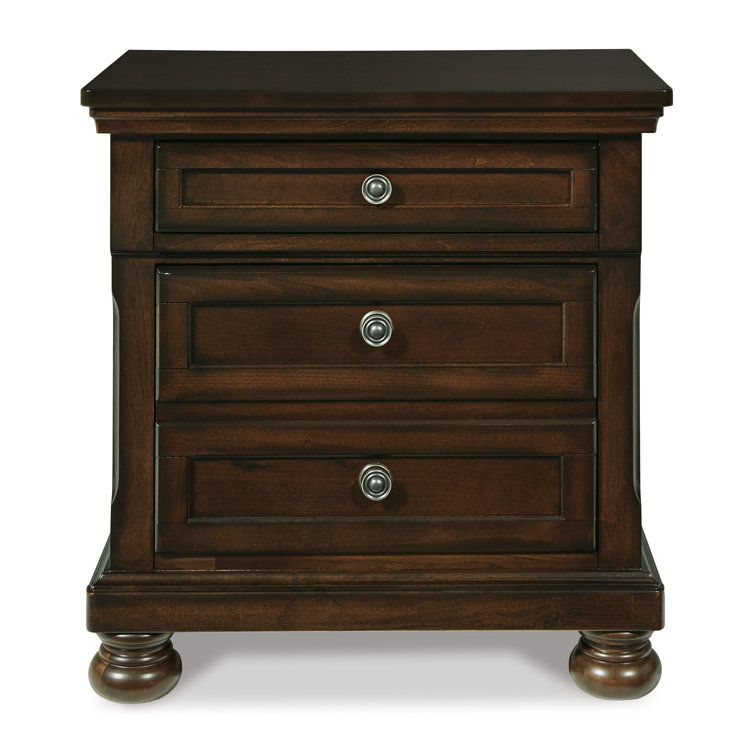Transitional Rustic Brown Nightstand with Antiqued Hardware