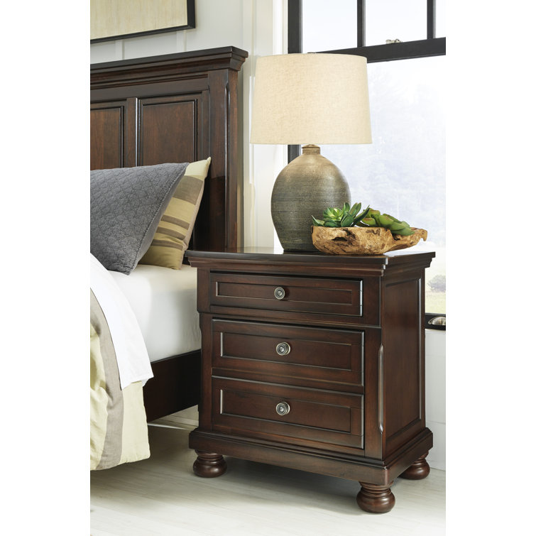 Transitional Rustic Brown Nightstand with Antiqued Hardware