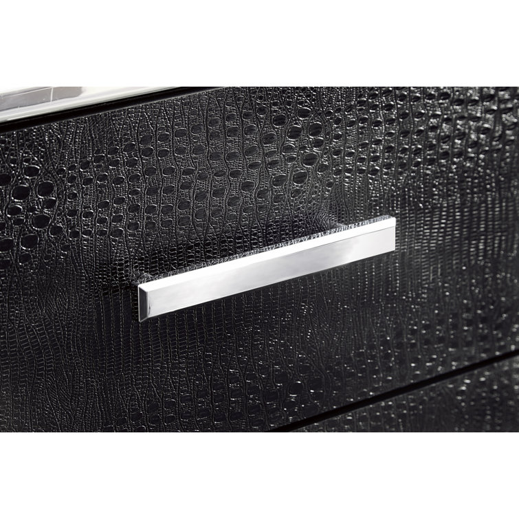 Kaydell Contemporary Black 2-Drawer Nightstand with USB Charging