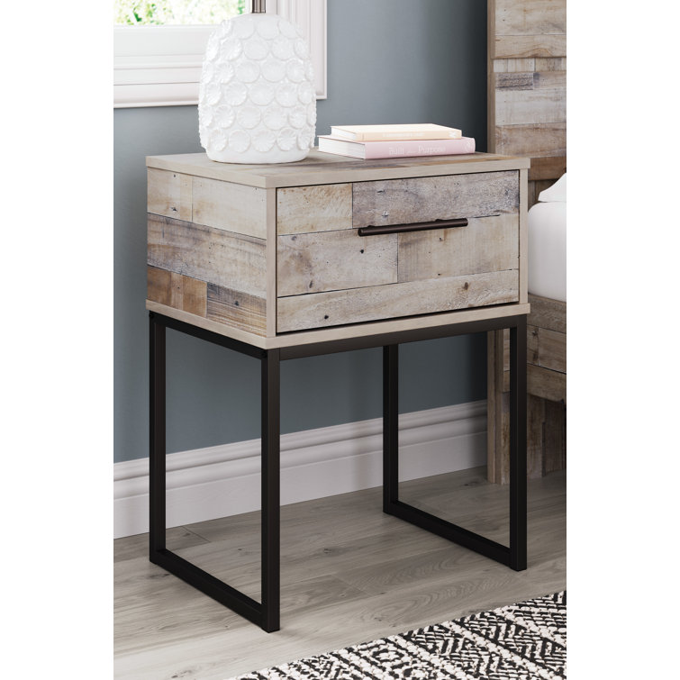 Neilsville Transitional Beige & Black 1-Drawer Nightstand
