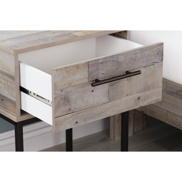Neilsville Transitional Beige & Black 1-Drawer Nightstand