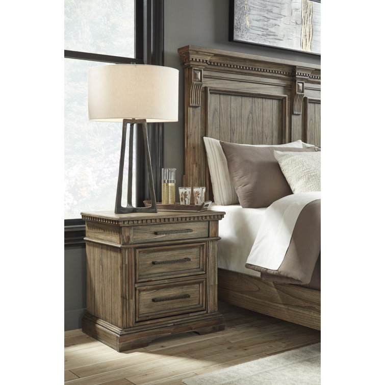 Vintage-Inspired Markenburg 3-Drawer Nightstand with USB Ports, Brown
