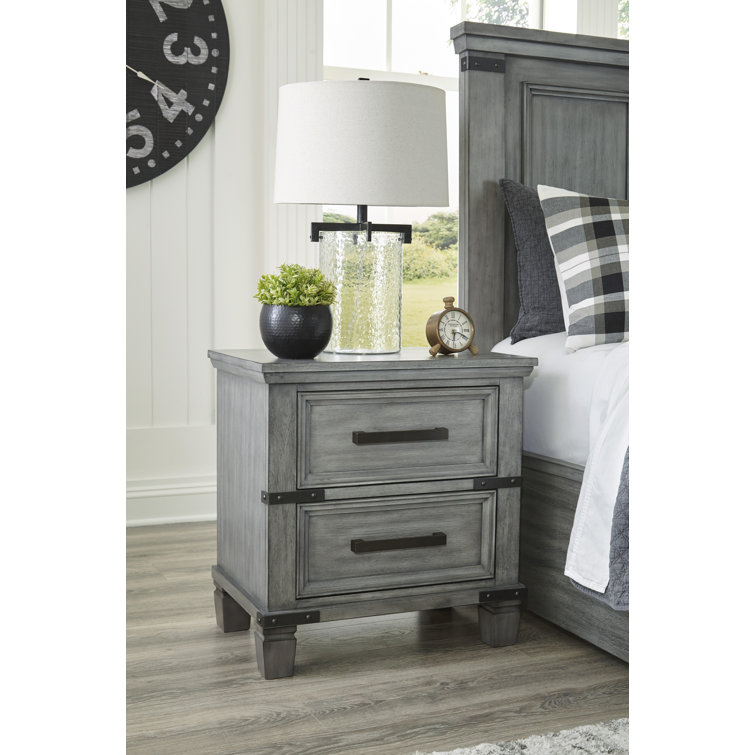 Russelyn Transitional 2-Drawer Nightstand in Weathered Gray