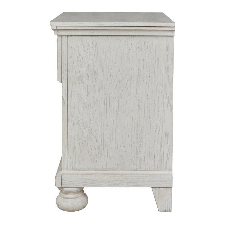 Elegant Robbinsdale Antique White 1-Drawer Nightstand with Bronze-Tone Hardware