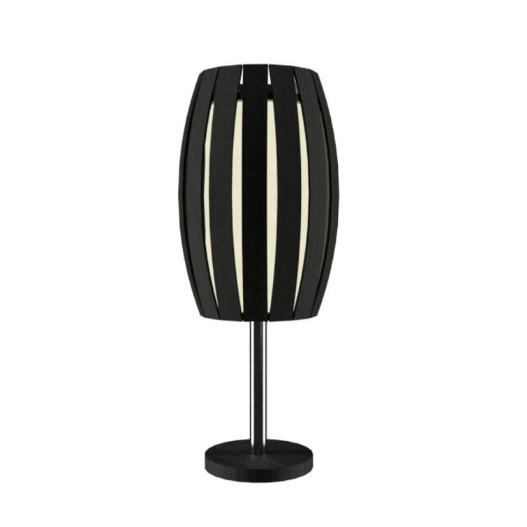 Matte Black 20.87" Contemporary Wooden Table Lamp
