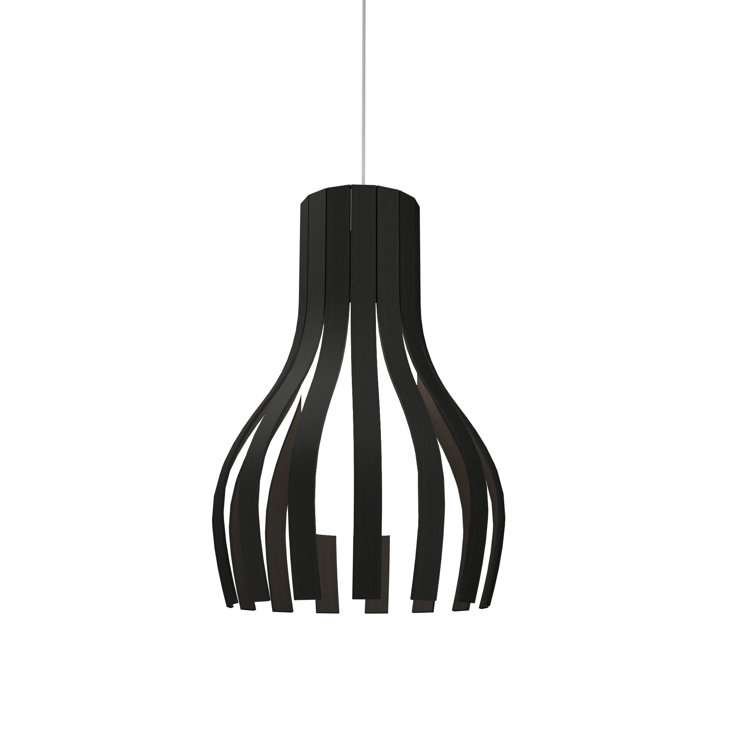 Matte Black Contemporary Wooden LED Pendant Light