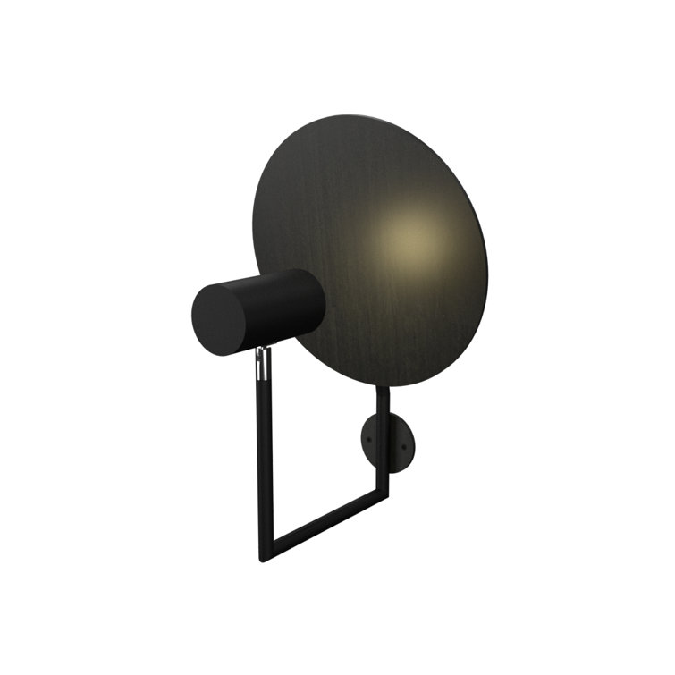 Matte Black and Wood Veneer Adjustable Wall Sconce