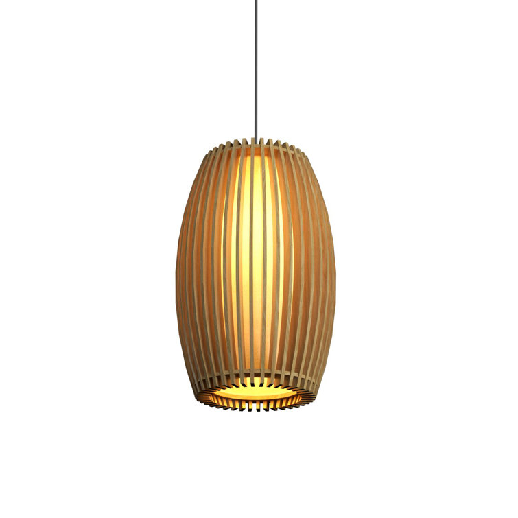 Imbuia Brown LED Pendant Light with Natural Wood Veneer