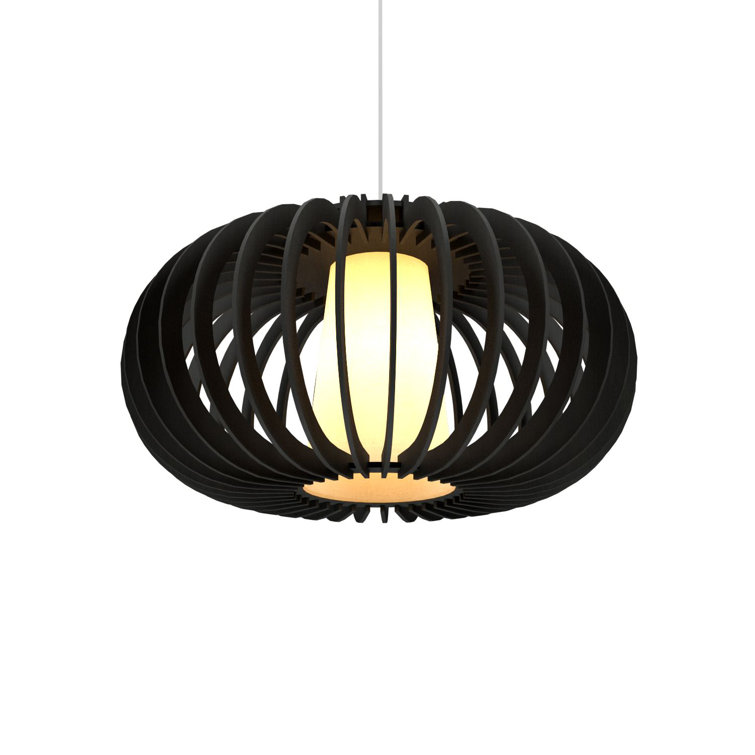 Matte Black Geometric Pendant Light with Glass Shade