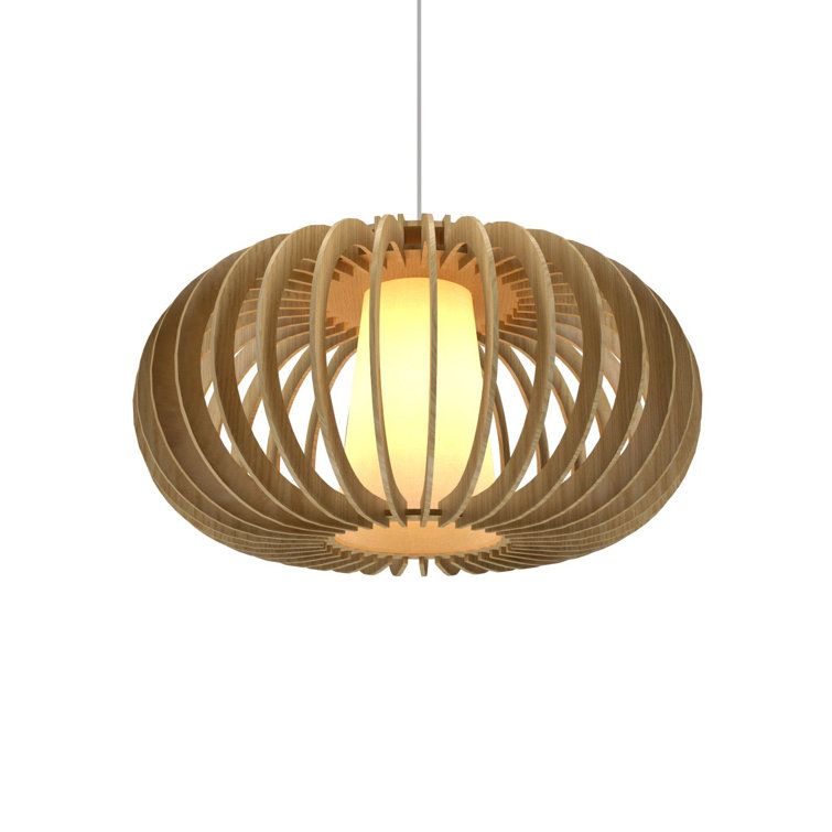 Imbuia Wood Geometric LED Pendant Light
