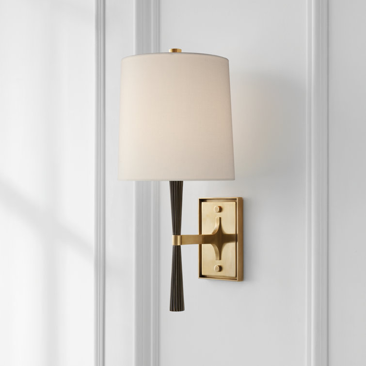 Elegant Ebony and Brass Dimmable Wall Sconce