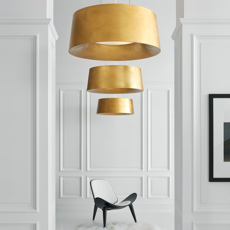Barbara Barry Gilded Drum 27" LED Chandelier in Gold
