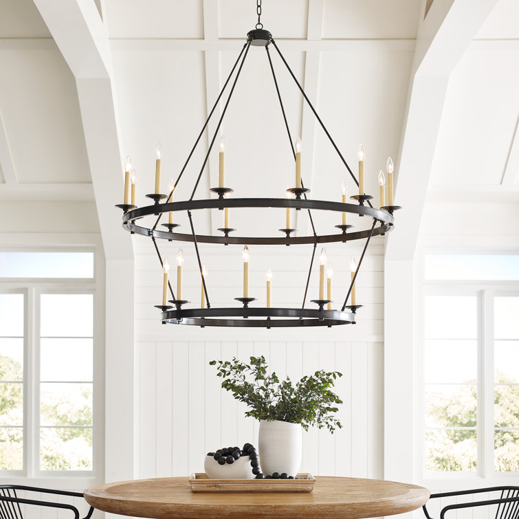 Launceton Antique-Burnished Brass 65" Crystal Candle Chandelier