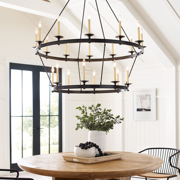 Launceton Antique-Burnished Brass 65" Crystal Candle Chandelier