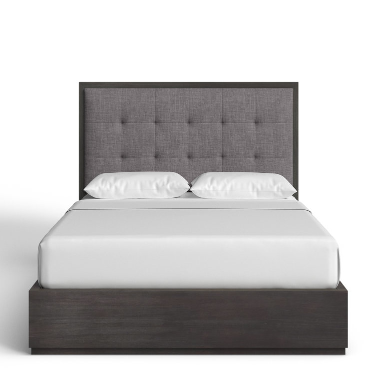 Modern Oxford Queen Bed with Tufted Upholstered Headboard and Storage