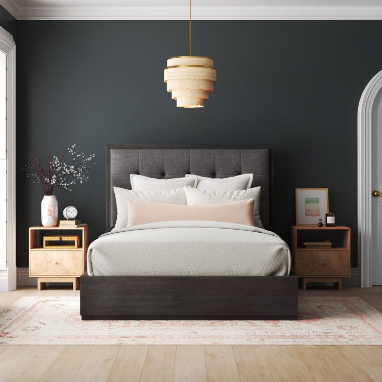 Modern Oxford Queen Bed with Tufted Upholstered Headboard and Storage