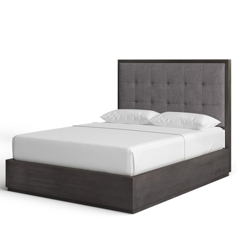 Modern Oxford Queen Bed with Tufted Upholstered Headboard and Storage