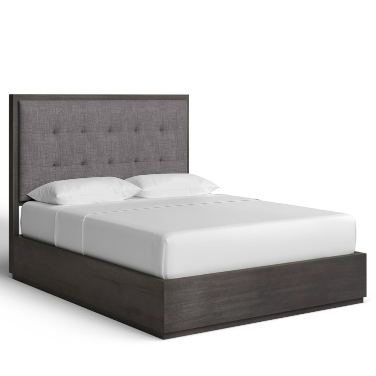 Modern Oxford Queen Bed with Tufted Upholstered Headboard and Storage