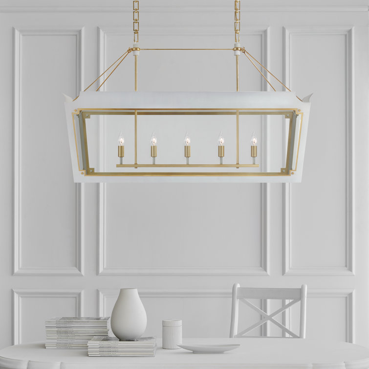 Caddo Celadon and Gilded Glass 46.5" Linear Island Lantern
