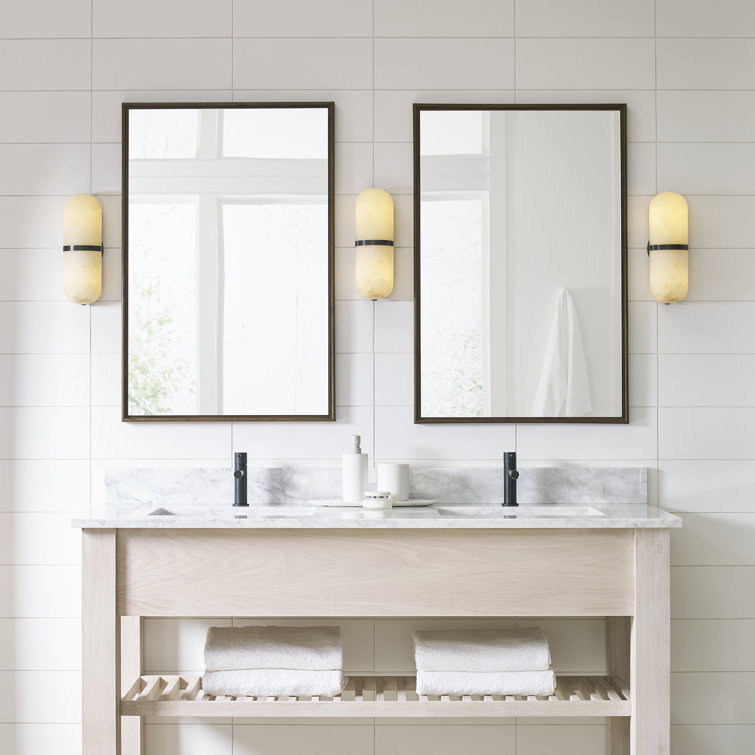 Antique Brass and Alabaster Pill-Shaped Sconce
