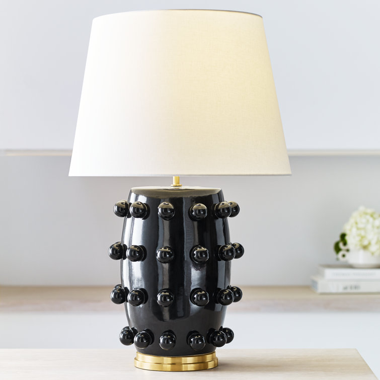 Linden Black Porcelain Outdoor Table Lamp with Orb Accents