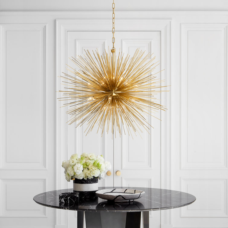 Gold 20-Light Crystal and Nickel Chandelier