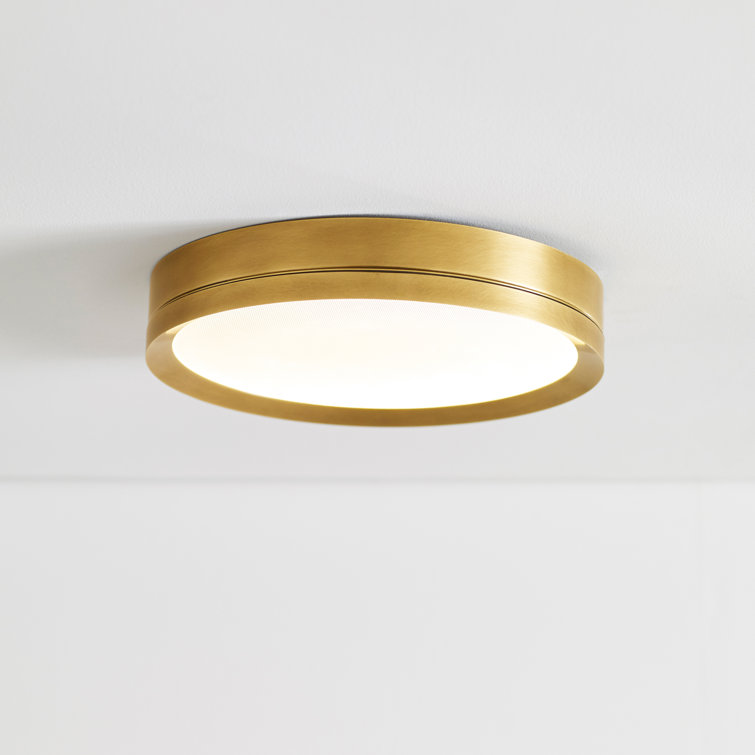 Contemporary 12" Plated Brass LED Flush Mount for Indoors/Outdoors