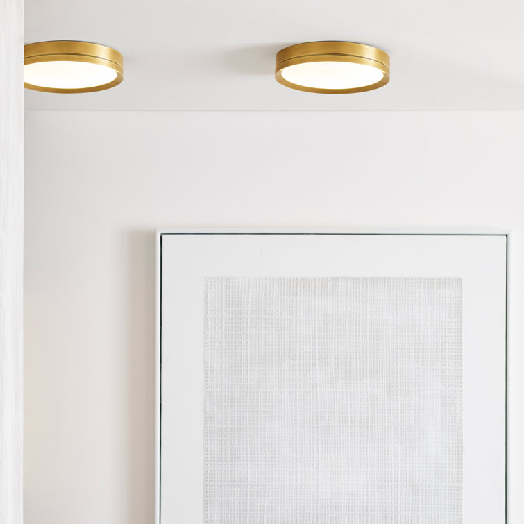 Contemporary 12" Plated Brass LED Flush Mount for Indoors/Outdoors