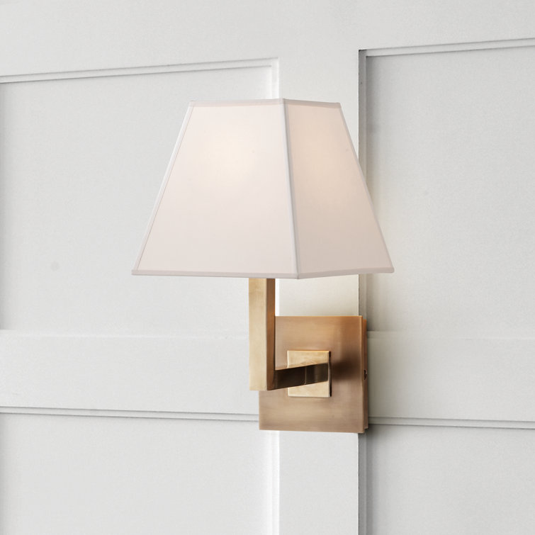 Antique Brass Dimmable Wall Sconce with Tapered Shade