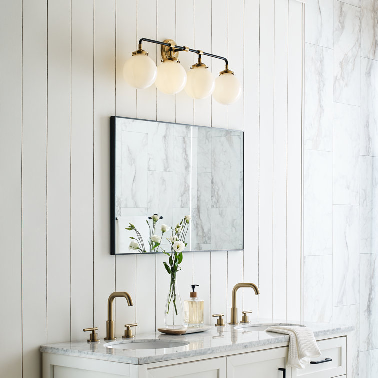 Polished Nickel and Black 4-Light Vanity Sconce with Clear Shades