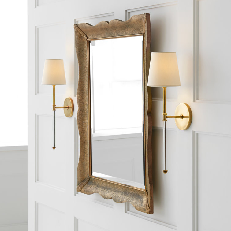 Hand-Rubbed Antique Brass and Fabric Wall Sconce