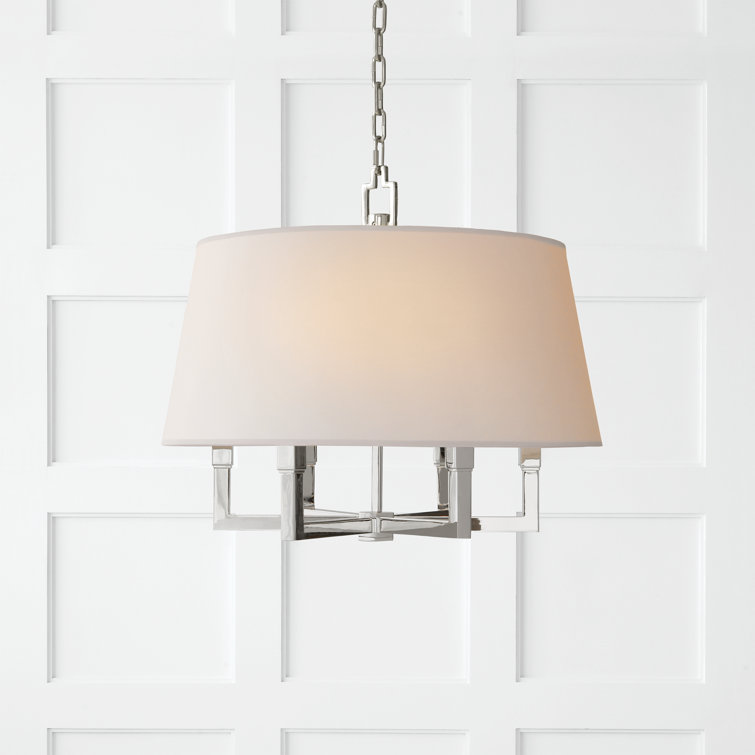 Polished Nickel Crystal Drum Chandelier with LED Lights