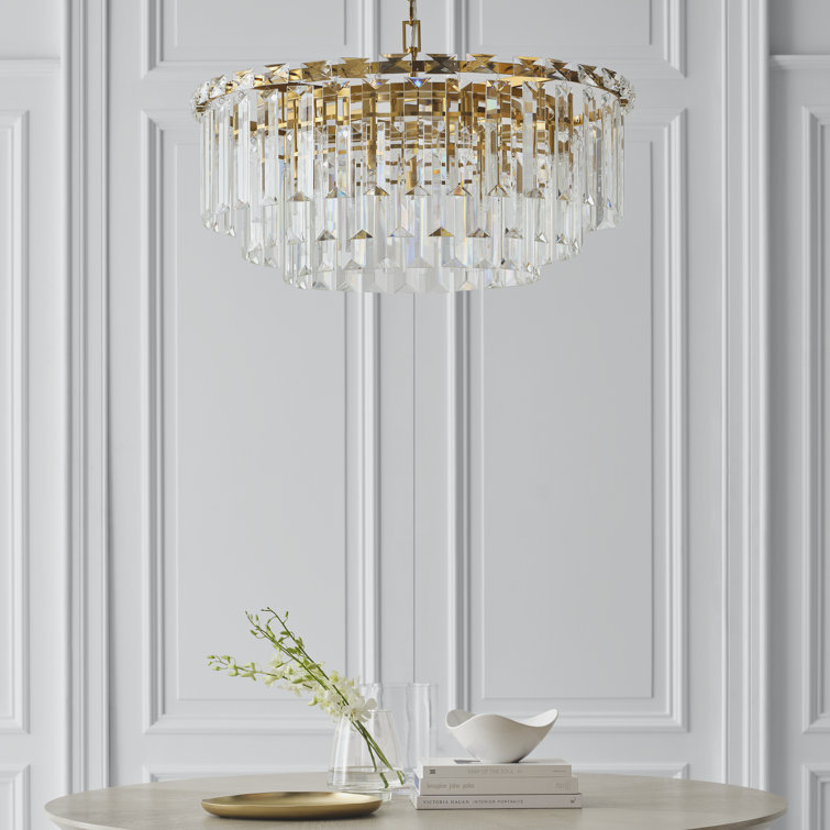 Elegant Burnished Brass and Crystal 16-Light Chandelier