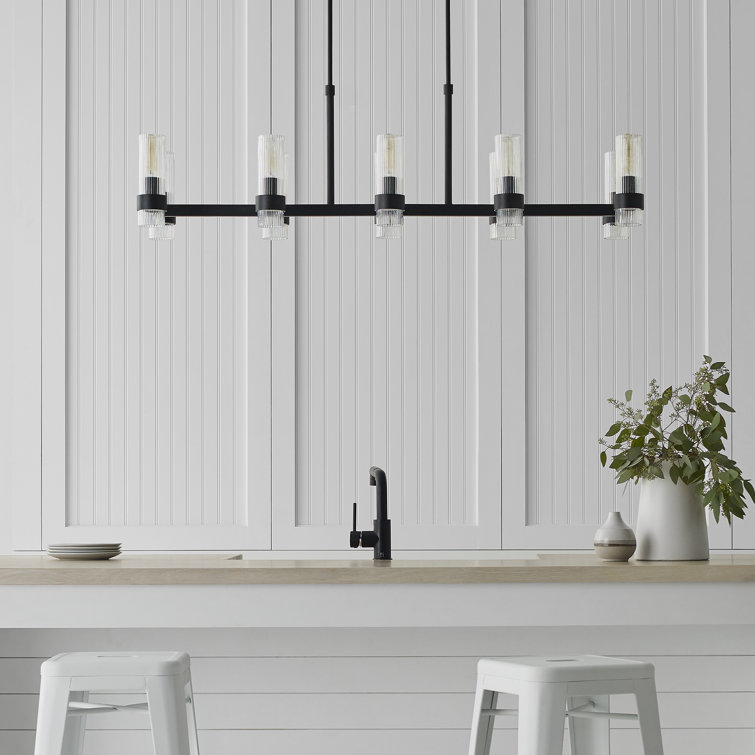 Geneva Polished Nickel 10-Light Linear Kitchen Island Chandelier