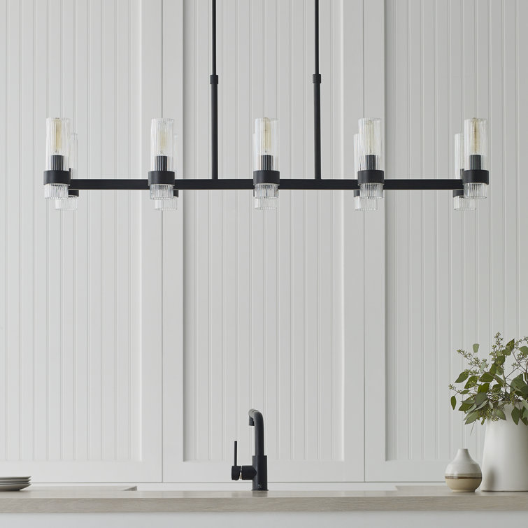 Geneva Polished Nickel 10-Light Linear Kitchen Island Chandelier